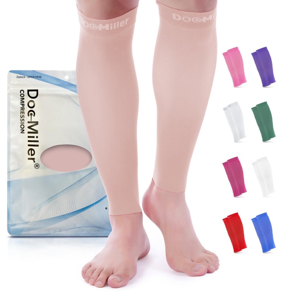 Doc Miller Compression Calf Sleeve for Men & Women - 15-20mmHg Graduated Support, Shin Splint Relief, Running & Sports Recovery, Knee High Calf Sleeves, 1 Pair