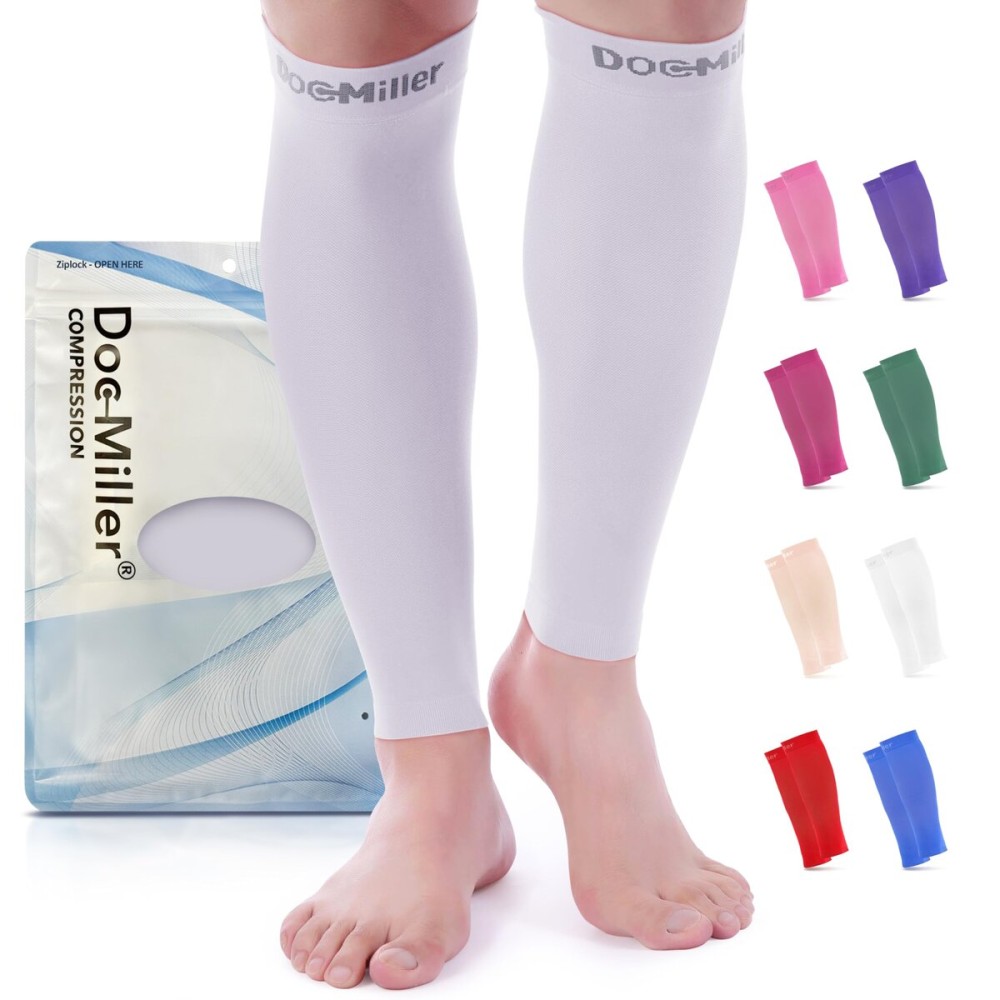 Doc Miller Compression Calf Sleeve for Men & Women - 15-20mmHg Graduated Support, Shin Splint Relief, Running & Sports Recovery, Knee High Calf Sleeves, 1 Pair