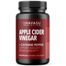 HAVASU NUTRITION Apple Cider Vinegar Capsules with 500mg Apple Cider Vinegar and 20mg Cayenne Pepper - Bloating Relief and Appetite Suppressant; Non-GMO; 60 Capsules for Men and Women