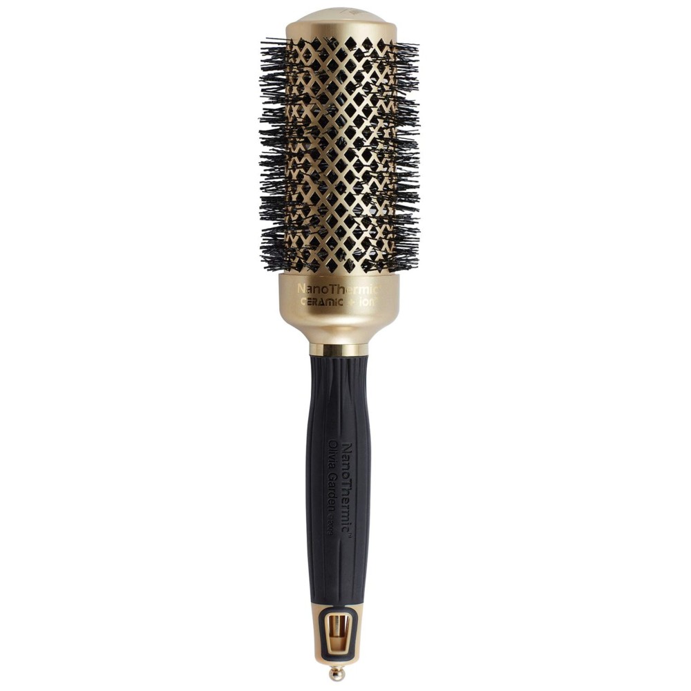 Olivia Garden NanoThermic Ceramic + Ion Round Thermal Hair Brush - Not Electrical - Professional Blowout Brush for Normal to Thick Hair, NT-44G, 1 3/4