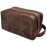 RUSTIC TOWN Full Grain Leather Travel Toiletry Bag - Cosmetic Ditty Kit Organizer (Dark Brown)