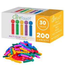 Lancets for Diabetes Testing - 30 Gauge Diabetic Lancets for Blood Testing and Glucose Testing - Fits Most Lancing Devices - Sterile, Single Use 30g Blood Sugar Lancets - Multicolored - 200 Count