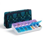 Weekly Pill Organizer 2 Times a Day, Zumd Pill Box 7 Day with Cute Quilted Fabric Zipper Case, Travel Pill Case Am Pm for Vitamin Medicine Organizer