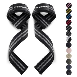 Fitgriff Lifting Wrist Straps for Weightlifting, Gym, Deadlift, Workout (Made of Premium Cotton & Padded) - Men & Women (Standard, Black/Grey)