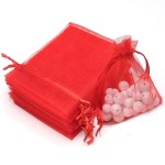 Akstore 100Pcs 2.8x3.6(7x9cm) Sheer Drawstring Organza Jewelry Pouches Wedding Party Christmas Favor Gift Bags (Red)