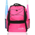 Athletico Youth Baseball Bag - Bat Backpack for Baseball, T-Ball & Softball Equipment & Gear | Holds Bat, Helmet, Glove | Fence Hook (Pink)