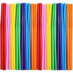 ALINK 200 PCS Flexible Plastic Drinking Straws, 10.2 Inches Extra Long Colorful Disposable Bendy Party Fancy Straws
