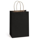 BagDream Gift Bags 100Pcs 5.25x3x8 Small Kraft Paper Gift Bags with Handles Bulk, Black Paper Sacks for Small Business, Retail, Merchandise, Grocery, Wedding Birthday Party favor