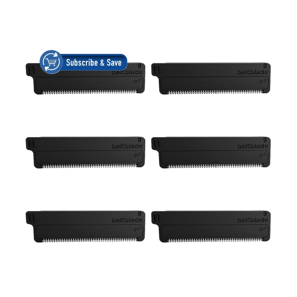 Bakblade 2.0 Refill Cartridges Bundle, Back Hair & Body Shaver Replacement Cartridges, Extra-Wide Wet Dry & Disposable Razor Blades (6 Blades)