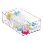 mDesign Small Plastic Baby Nursery and Food Organizer -Storage Holder Bin with Handles for Closet, Cupboard, Cabinet, Drawers, Shelves - Holds Canned Food, Bottles, Formula - Ligne Collection, Clear