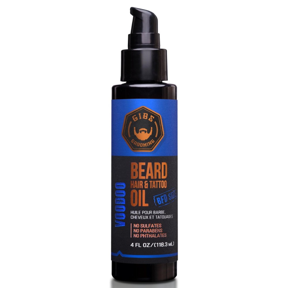 GIBS Grooming VooDoo Prince Beard, Hair & Tattoo Oil  All-Natural with Bergamot, Sandalwood & Sage Scent-Softens, Strengthens Beard & Moisturizes Skin - 4 oz