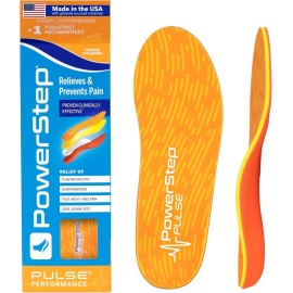 PowerStep Insoles, Pulse Performance, Running Shoe Pain Relief Insert, Athletic Arch Support Orthotic for Women and Men - Made in The USA (M 6-6.5, W 8-8.5)