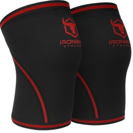 Iron Bull Strength Knee Sleeves 7mm (1 Pair) - Compression Brace & Knee Sleeve For Weightlifting, Powerlifting & Cross Training - Knee Support for Squats - Men & Women (XX-Large/Red)