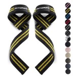Fitgriff Lifting Wrist Straps for Weightlifting, Gym, Deadlift, Workout (Made of Premium Cotton & Padded) - Men & Women (Standard, Black/Yellow)