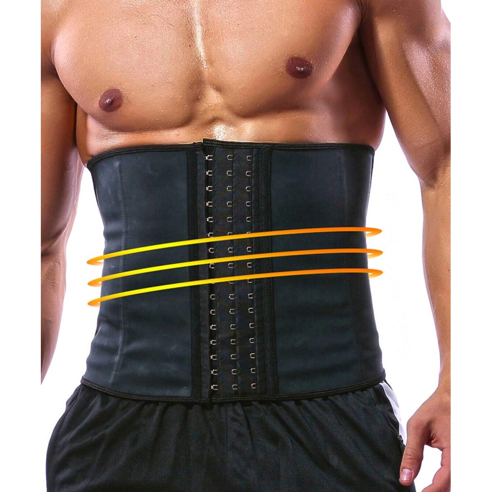 GainKee Latex Men Waist Trainer Corsets with Steel Bone Sweat Sauna Suit for Fitness (5X-Large)
