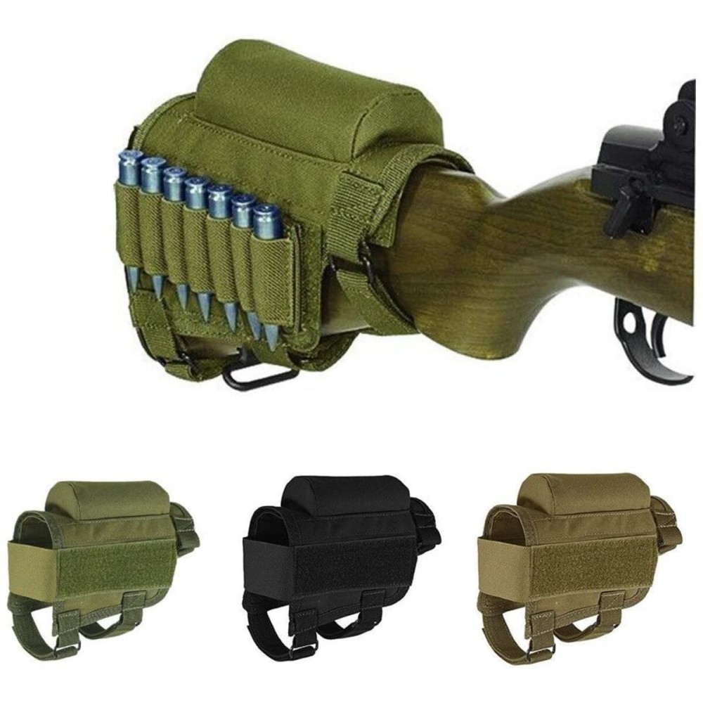 Wsobue Rifle Buttstock, Hunting Shooting Tactical Cheek Rest Pad Ammo Pouch with 7 Shells Holder