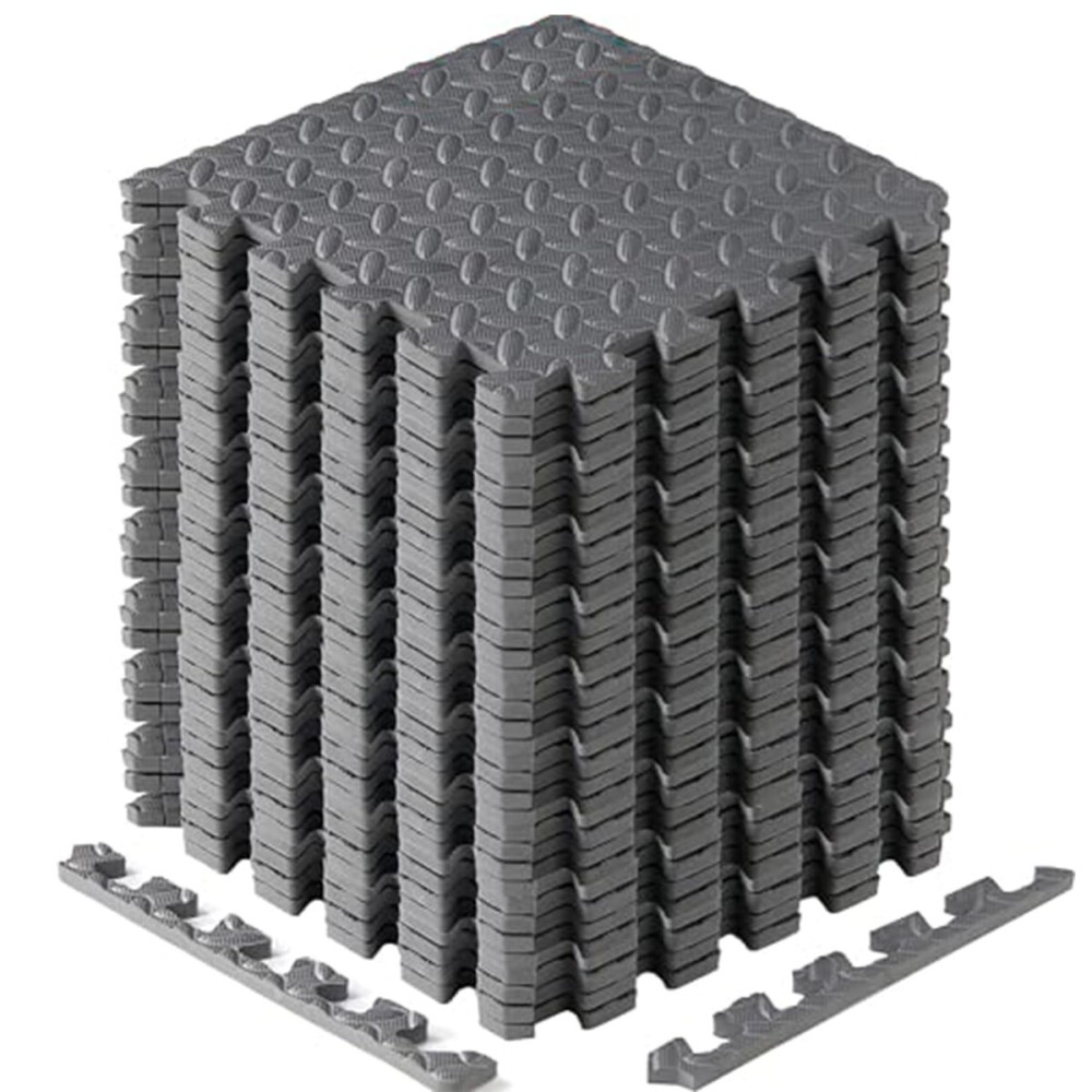 Yes4All EVA Interlocking Mats, Puzzle Floor Tiles, Foam Floor Padding with Border for Furniture, Home Space, Living Room, Garage 11,15,32,99 SQFT