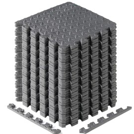 Yes4All EVA Interlocking Mats, Puzzle Floor Tiles, Foam Floor Padding with Border for Furniture, Home Space, Living Room, Garage 11,15,32,99 SQFT