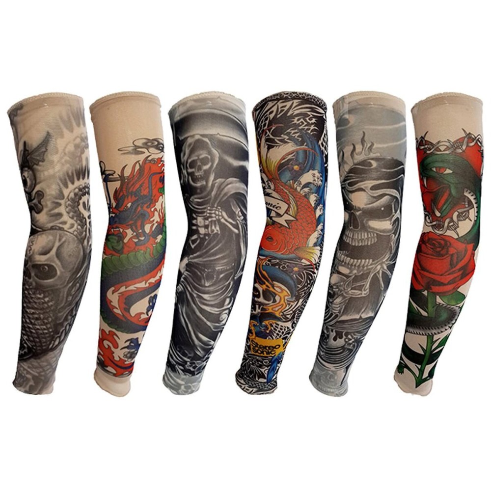 YARIEW 6 Pcs Arm Sleeves - Fake Tattoos, Temporary Tattoo Covers for Men & Women (Sun Protection Set 3)