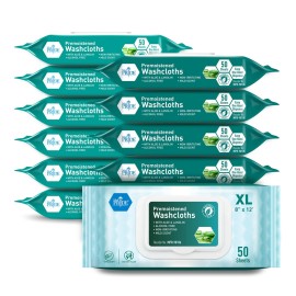 MED PRIDE 600 Count 8 X12 in Premoistened Disposable Wet Washcloths for Adults with Aloe & Lanolin Personal Cleansing Skincare Makeup Removal Travel