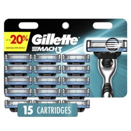 Gillette Mach3 Razor Blades for Men, 3-Blade Razor Refills, 15 Count