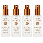 Evolution Argan Oil Serum - Vitamin E Treatment for Softening and Straightening Dry Hair - With Aloe Vera (4 Pack)