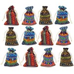 GALAOMA 12pc Egyptian Style Jewelry Coin Pouches Aztec Print Drawstring Gift Bag Party Accessories Brocade Cotton Sachet Candy Present Pouch Travel Purse Ethnic (12)