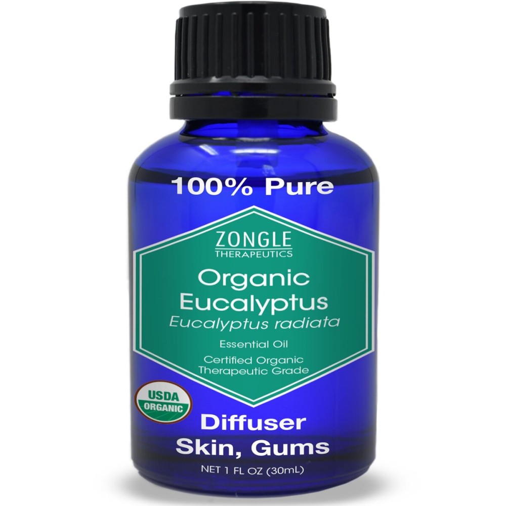 Organic, Eucalyptus Essential Oil - 100% Pure, Eucalyptus Oil, Radiata, by Zongle Therapeutics, 1 OZ