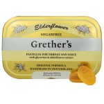 GRETHER\'S Sugarfree Elderflower Pastilles Remedy for Dry Mouth Relief - Soothing Throat & Healthy Voice - Gift for Singers - 1-Pack - 2.1 oz.
