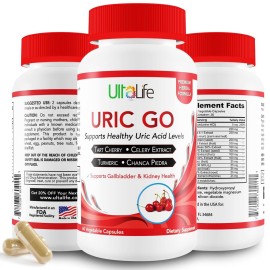 1 URIC GO Uric Acid Cleanse Support Supplement for G.O.U.T - Natural Kidney Cleanse Detox Formula Chanca Piedra, Celery Seed, Tart Cherry, Cranberry, Pomegranate, Turmeric, Vegan Non-GMO 60 Capsules