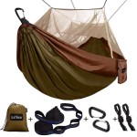 Sunyear Single & Double Camping Hammock with Net, Portable Outdoor Tree Hammock 2 Person Hammock for Camping Backpacking Survival Travel, 10ft Hammock Tree Straps and 2 Carabiners, Easy to Setup