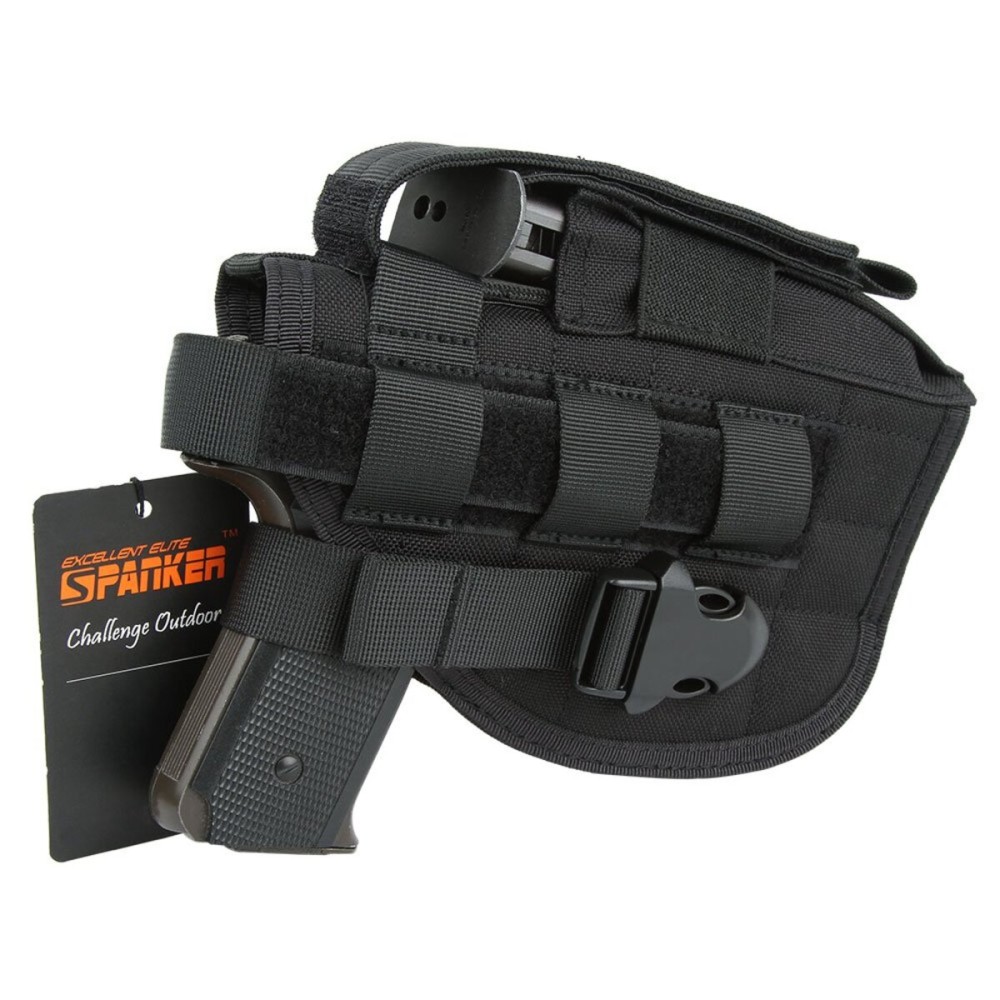 EXCELLENT ELITE SPANKER Tactical Adjustable Pistol Holster for Glock M1911 G17 G18 G19 G26 G34 XD-45acp CZ P-10C (Black)