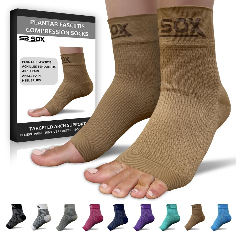 SB SOX Plantar Fasciitis Relief Socks - Ankle Brace Compression Sleeve - Arch Support for Foot Pain, Swelling, Heel Spurs - Foot Brace for Achilles Tendonitis Relief, Injury Recovery (Nude, X-Large)