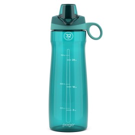 Pogo BPA-Free Plastic Water Bottle with Chug Lid, 32 Oz, Quetzal Teal