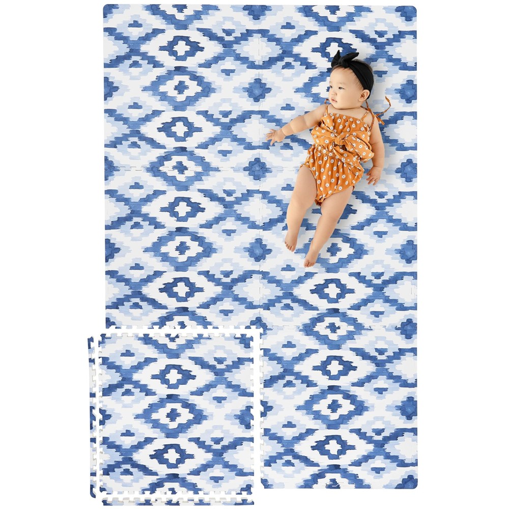Yay Mats Stylish Extra Large Soft Baby Play Mat. Soft, Thick, Non-Toxic Foam playmat Covers 6 ft x 4 ft. Expandable Interlocking Floor Tiles Toddlers and Kids Playmat Tummy Time Mat