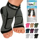 TechWare Pro Ankle Brace Compression Sleeve - Relieves Achilles Tendonitis, Joint Pain. Plantar Fasciitis Foot Sock with Arch Support Reduces Swelling & Heel Spur Pain. (Black/Gray L/XL)