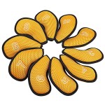 10Pcs/Pack New Meshy Golf Iron Covers Set Golf Club Head Cover Fit Most Irons (Yellow)