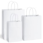BagDream Kraft Paper Bags 5x3x8& 8x4.25x10& 10x5x13-25 Pcs Each Size, White Gift Bags with Handles Bulk, for Craft, Merchandise, Retail, Grocery, Party Favor Recyclable Paper Sacks 75Pcs
