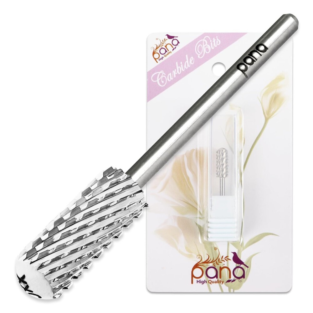 PANA 3/32 Small Smooth Round Top Safety Carbide Nail Drill Bit for Gel Polish & Acrylic Removal Nail Salon Manicure Pedicure Electric File Tools (Small Barrel - Silver, Fine)
