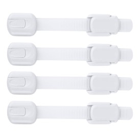 Child Safety Strap Locks (4 Pack) Baby Proof Cabinets, Drawers, Fridge, Toilet & Trash Cans - 3M Adhesive Childproof Locks - Jool Baby