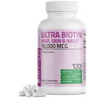 Bronson Ultra Biotin 10,000 Mcg Hair Skin and Nails Supplement, Non-GMO, 120 Vegetarian Capsules