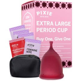 Pixie Cup - Soft, Safe, Reusable Menstrual Cup - Ranked 1 for The Best Tampon Alternative - 100% Medical-Grade Silicone Period Cup for Feminine Care - Buy One We Give One (XL)