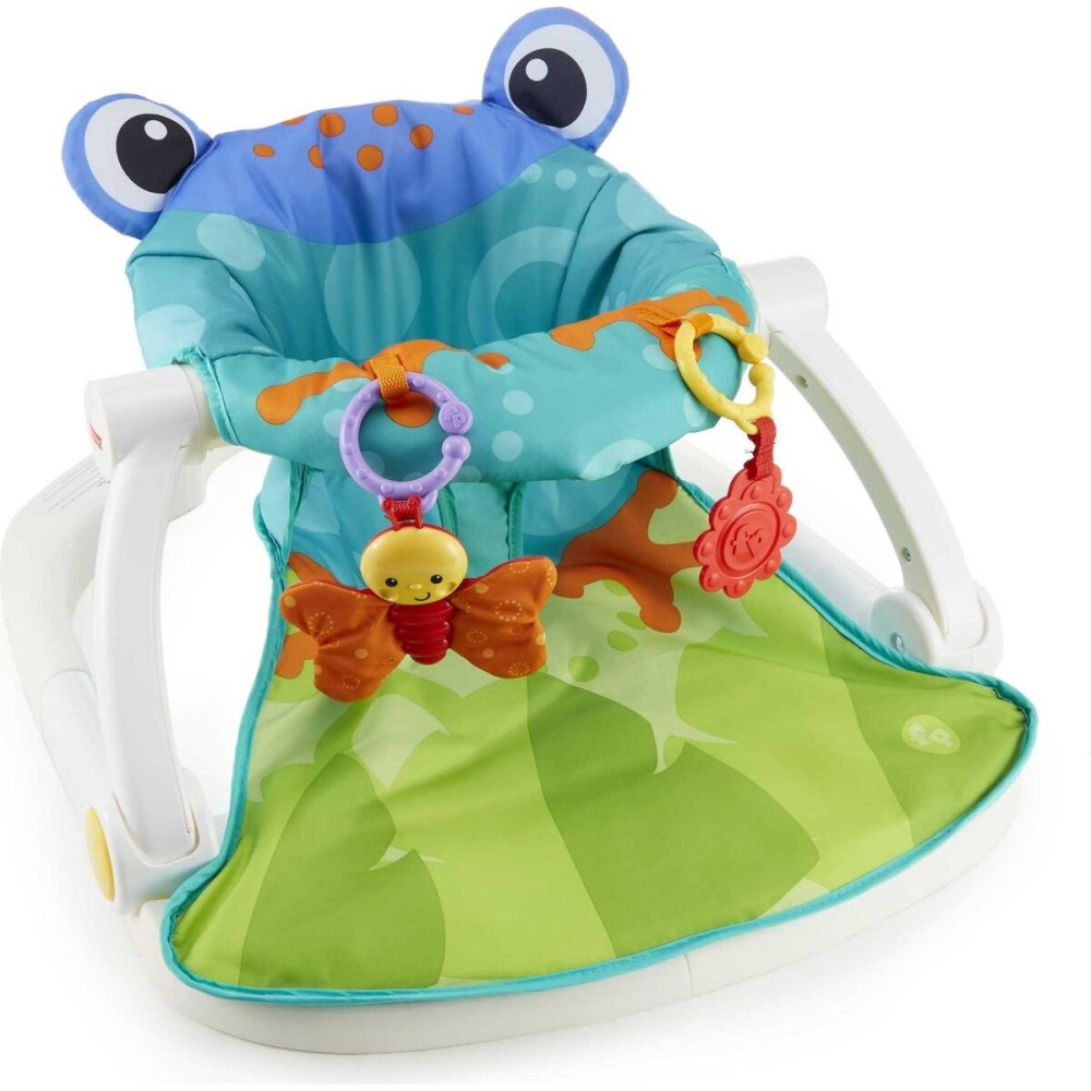 Fisher-Price Portable Baby Chair Sit-Me-Up Floor Seat with Developmental Toys & Machine Washable Seat Pad, Froggy