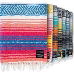 Benevolence LA Authentic Handwoven Mexican Blanket | Yoga Blankets, Outdoor, Picnic, Beach, Camping | Equestrian Saddle | Serape 50x70 inches - Coral, Pack of 1