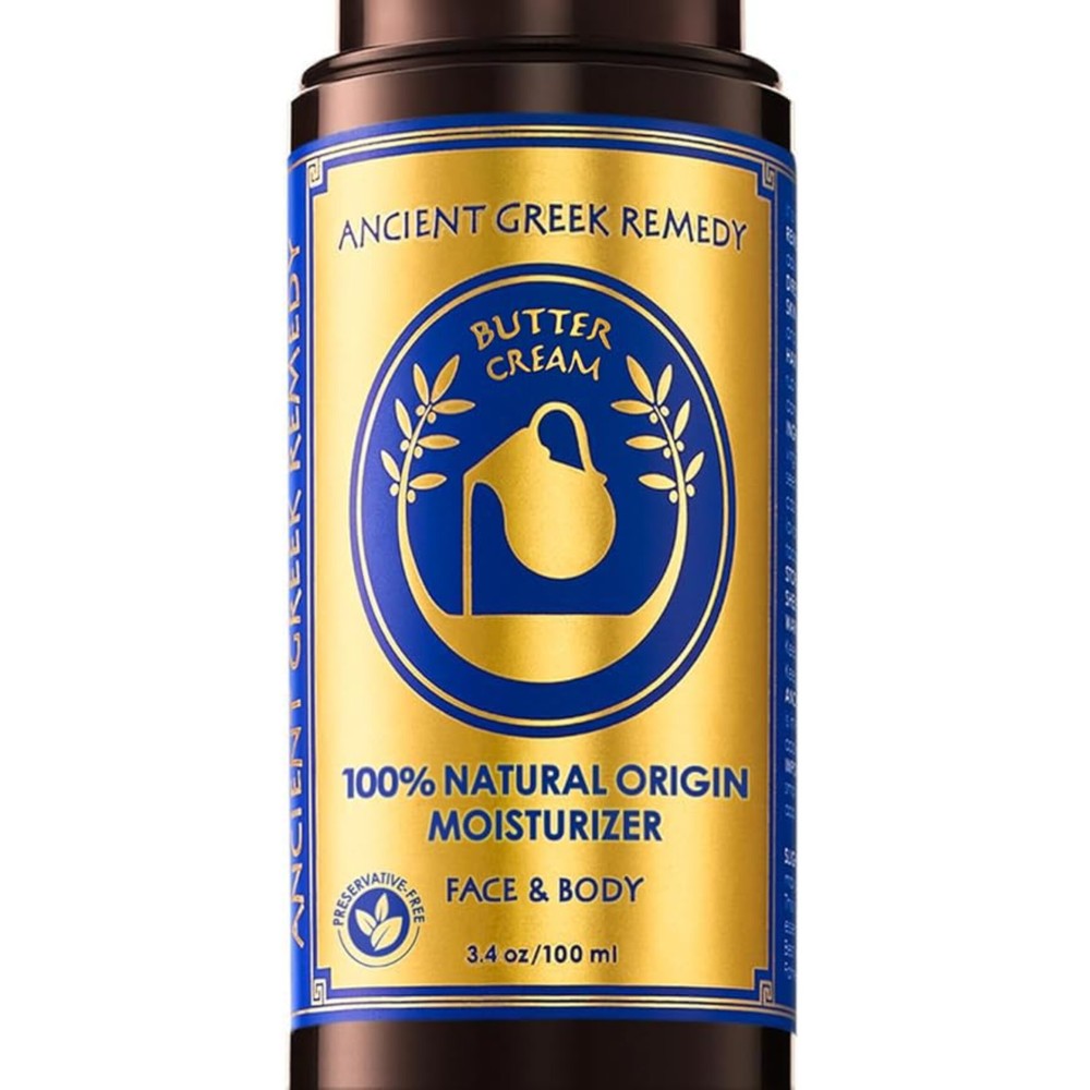 Ancient Greek Remedy Organic Face Moisturizer for Dry Skin - Anti Aging Face & Body Butter Cream - Almond, Jojoba, Olive, Rosehip, Vitamin E, Lavender Oil. Natural Lotion for Women & Men 3.4 oz