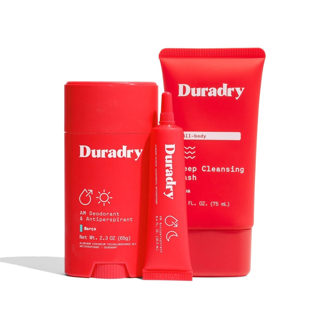 Duradry 3-Step System - Formulated to fight Excessive Underarm Sweating, Hyperhidrosis, Block Sweat & Odor - Antiperspirant Deodorant Stick, Sweat Minimizing Gel, Deodorizing Body Wash - Barca
