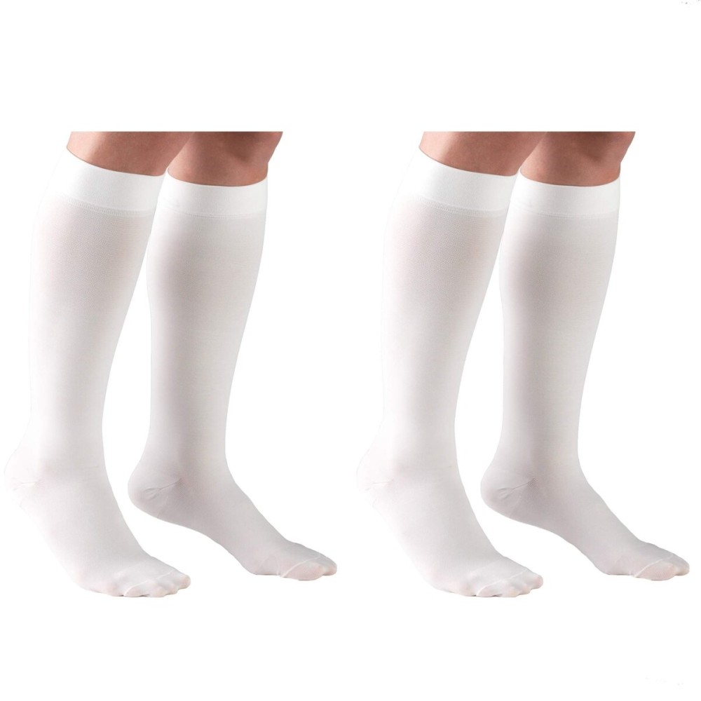 Truform Compression 30-40 Mmhg Knee High Stockings White, Small, 2 Count