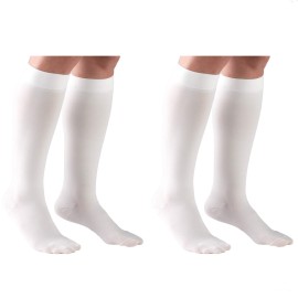 Truform Compression 30-40 Mmhg Knee High Stockings White, Small, 2 Count