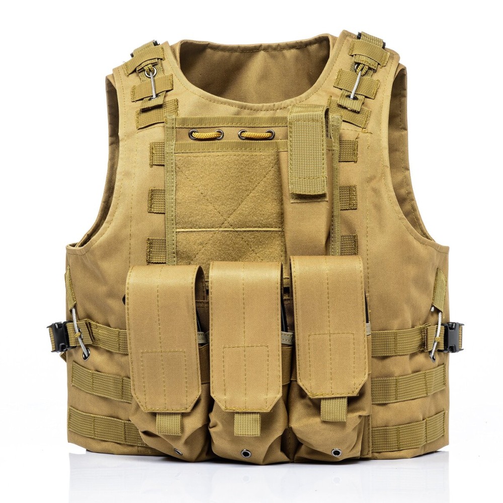 Invenko Tactical Molle Airsoft Vest Outdoor Hunting Paintball Sports Outdoor Gaming Security Guard Duty Cosplay Soft Vest Tan