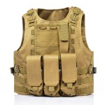 Invenko Tactical Molle Airsoft Vest Outdoor Hunting Paintball Sports Outdoor Gaming Security Guard Duty Cosplay Soft Vest Tan